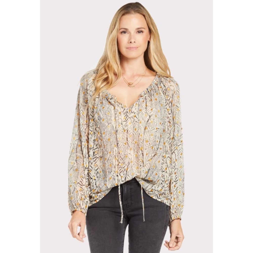 Lovestitch Foil Shirred Neck Blouse Size Medium